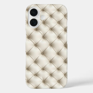 White Quilted Leather Pattern iPhone 16 Case