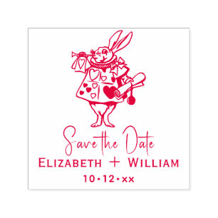 White Rabbit Alice Adv in Wonderland Save the Date Self-inking Stamp