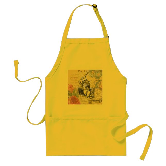 White Rabbit Alice Adventures Wonderland Art Adult Apron (Front)