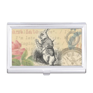 White Rabbit Alice Adventures Wonderland Art Business Card Case