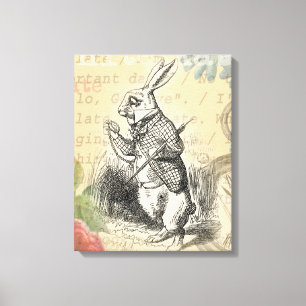 White Rabbit Alice Adventures Wonderland Art Canvas Print