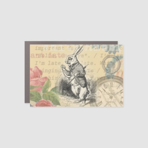 White Rabbit Alice Adventures Wonderland Art Car Magnet