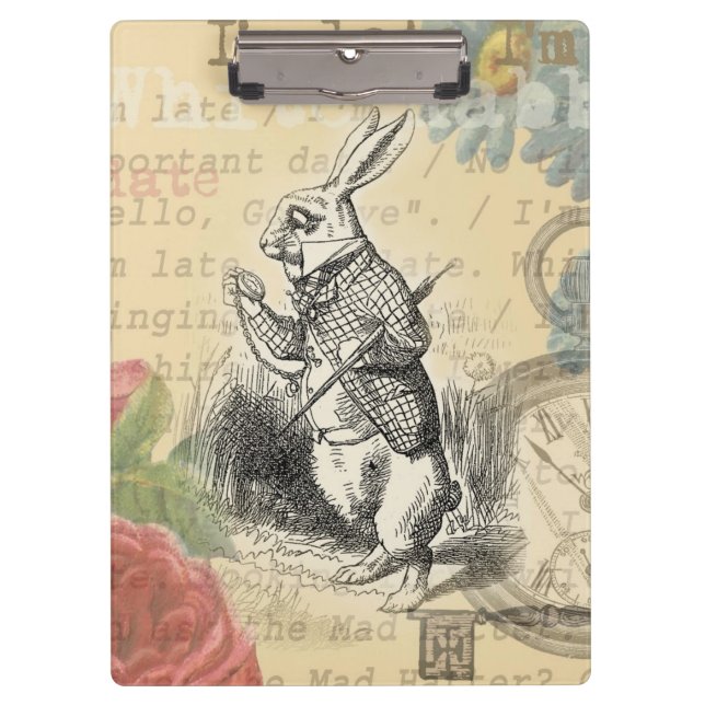 White Rabbit Alice Adventures Wonderland Art Clipboard (Front)