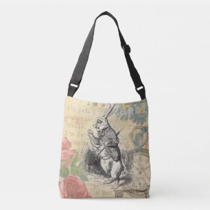White Rabbit Alice Adventures Wonderland Art Crossbody Bag