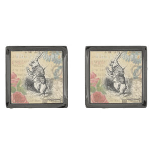 White Rabbit Alice Adventures Wonderland Art Cufflinks