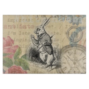 White Rabbit Alice Adventures Wonderland Art Cutting Board