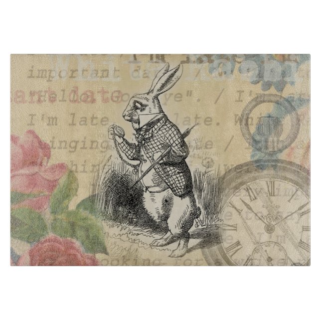White Rabbit Alice Adventures Wonderland Art Cutting Board (Front)