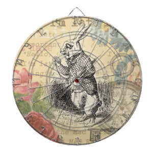 White Rabbit Alice Adventures Wonderland Art Dartboard