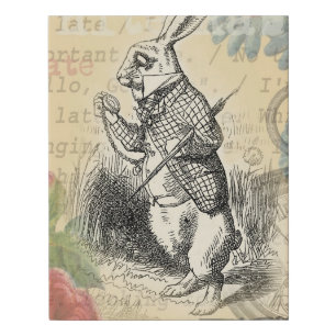 White Rabbit Alice Adventures Wonderland Art Faux Canvas Print