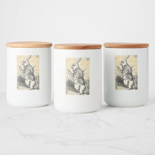 White Rabbit Alice Adventures Wonderland Art Food Label (Bottles)