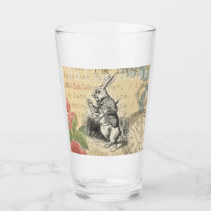 White Rabbit Alice Adventures Wonderland Art Glass