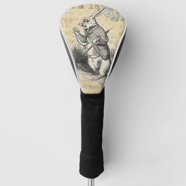 White Rabbit Alice Adventures Wonderland Art Golf Head Cover (Front)