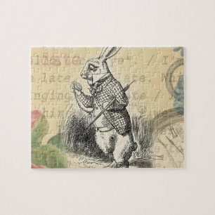 White Rabbit Alice Adventures Wonderland Art Jigsaw Puzzle