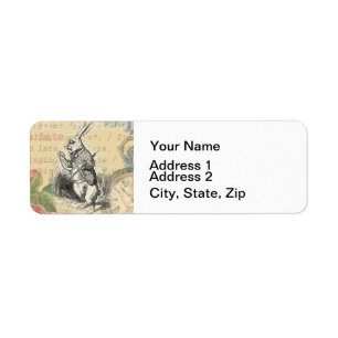 White Rabbit Alice Adventures Wonderland Art Label