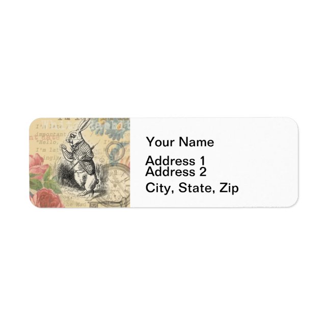 White Rabbit Alice Adventures Wonderland Art Label (Front)