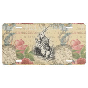 White Rabbit Alice Adventures Wonderland Art License Plate
