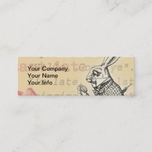 White Rabbit Alice Adventures Wonderland Art Mini Business Card