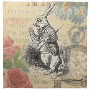 White Rabbit Alice Adventures Wonderland Art Napkin