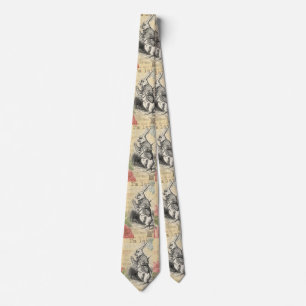 White Rabbit Alice Adventures Wonderland Art Neck Tie
