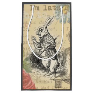 White Rabbit Alice Adventures Wonderland Art Small Gift Bag