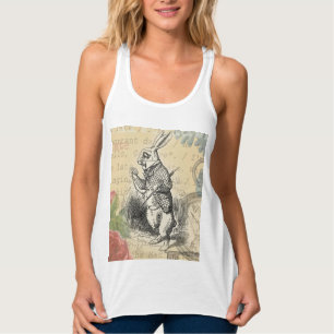 White Rabbit Alice Adventures Wonderland Art Tank Top