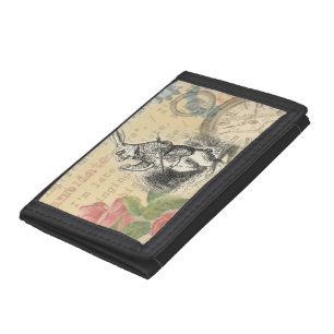 White Rabbit Alice Adventures Wonderland Art Tri-fold Wallet