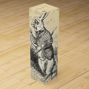 White Rabbit Alice Adventures Wonderland Art Wine Box