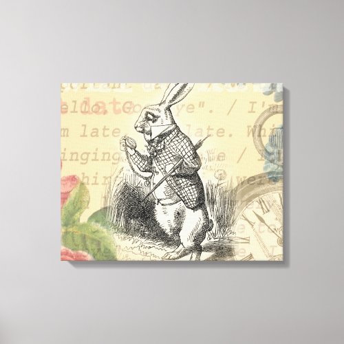 White Rabbit Alice in Wonderland Art Canvas Print