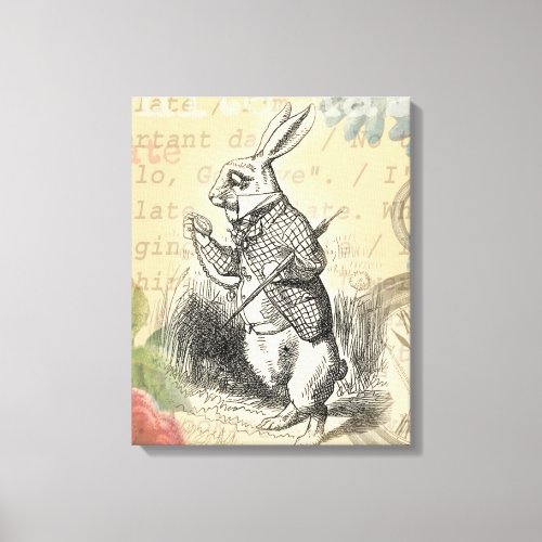 White Rabbit Alice in Wonderland Art Canvas Print