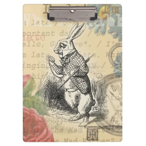 White Rabbit Alice in Wonderland Art Clipboard