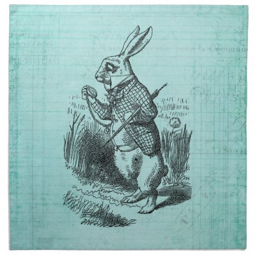 White Rabbit Alice in Wonderland Art Cloth Napkin