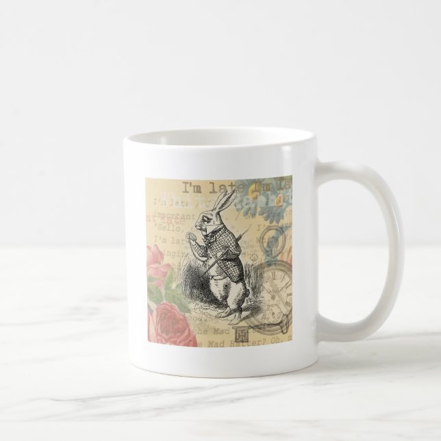 White Rabbit Alice in Wonderland Art Coffee Mug (Right)