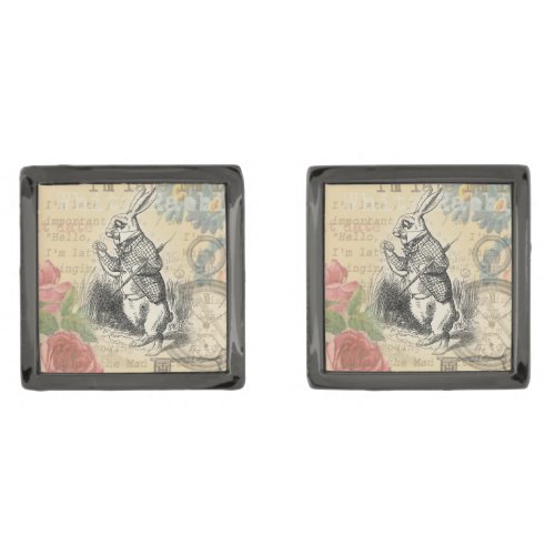 White Rabbit Alice in Wonderland Art Cufflinks