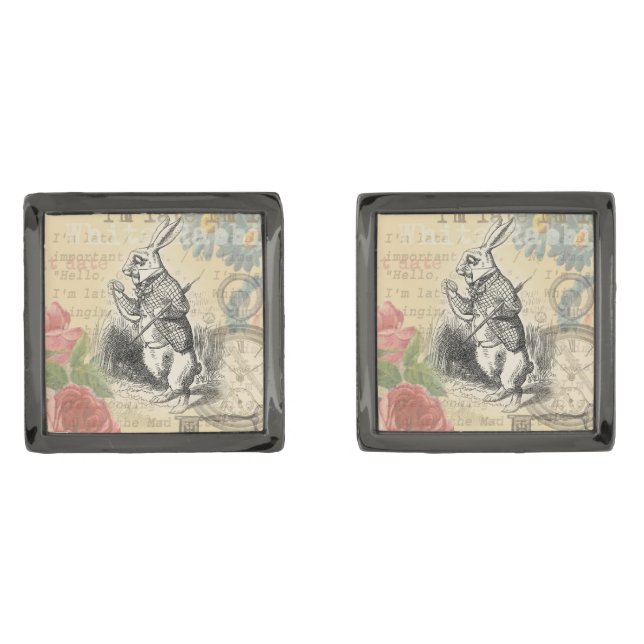 White Rabbit Alice in Wonderland Art Cufflinks (Front)