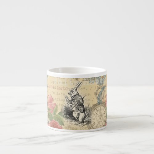 White Rabbit Alice in Wonderland Art Espresso Cup