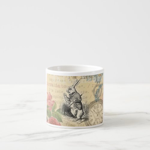 White Rabbit Alice in Wonderland Art Espresso Cup