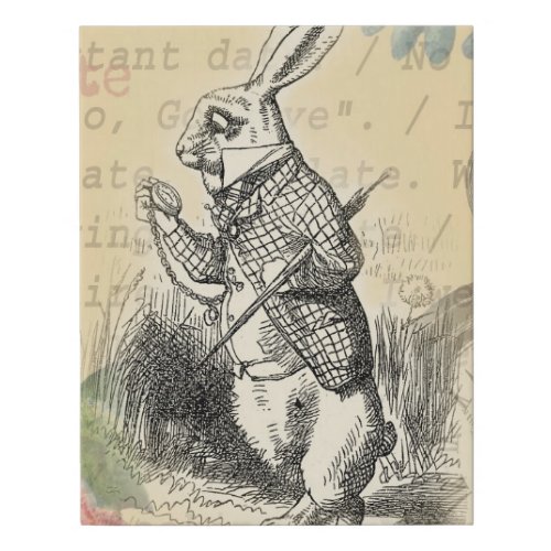 White Rabbit Alice in Wonderland Art Faux Canvas Print