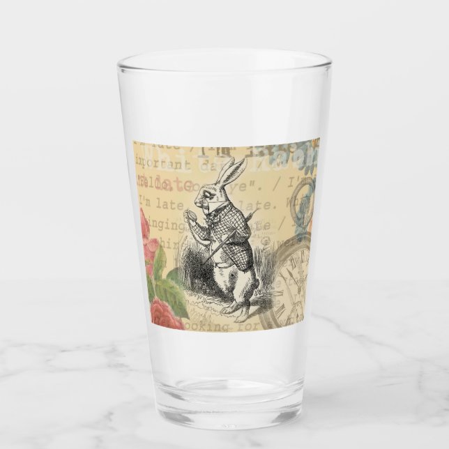White Rabbit Alice in Wonderland Art Glass (Front)