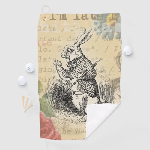 White Rabbit Alice in Wonderland Art Golf Towel