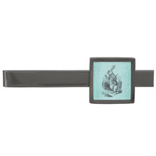 White Rabbit Alice in Wonderland Art Gunmetal Finish Tie Bar
