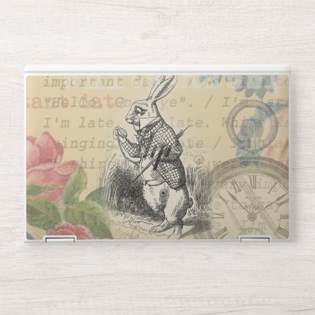 White Rabbit Alice in Wonderland Art HP Laptop Skin (Front)