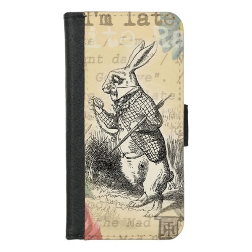 White Rabbit Alice in Wonderland Art iPhone 87 Wallet Case