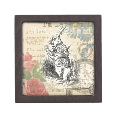 White Rabbit Alice in Wonderland Art Jewelry Box