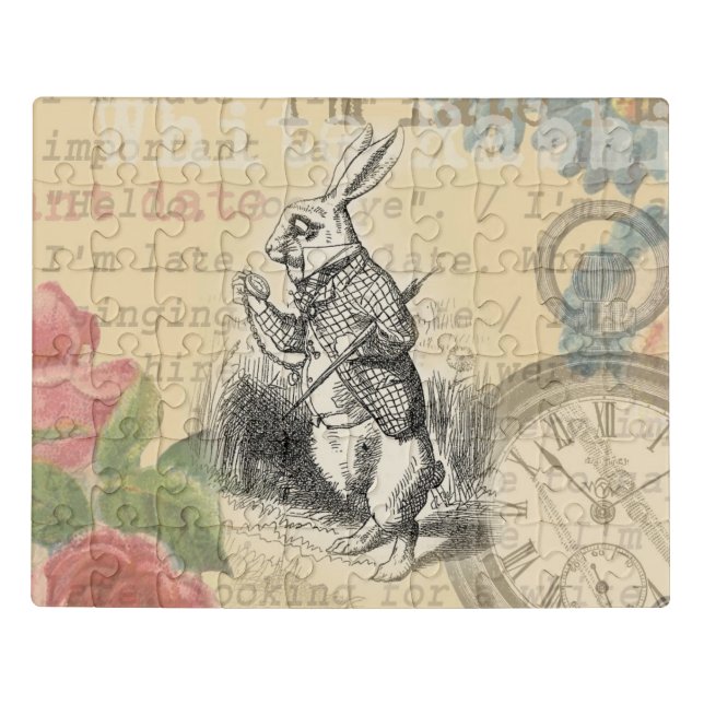 White Rabbit Alice in Wonderland Art Jigsaw Puzzle (Puzzle Horizontal)