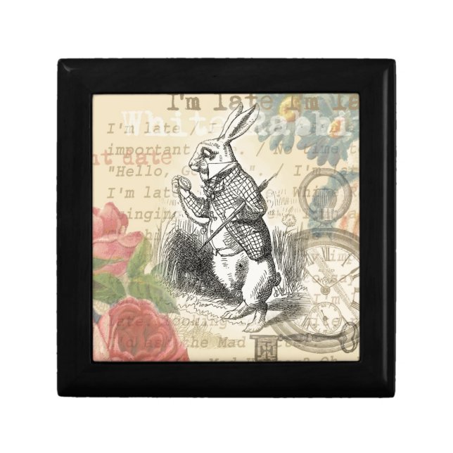 White Rabbit Alice in Wonderland Art Keepsake Box (Front)