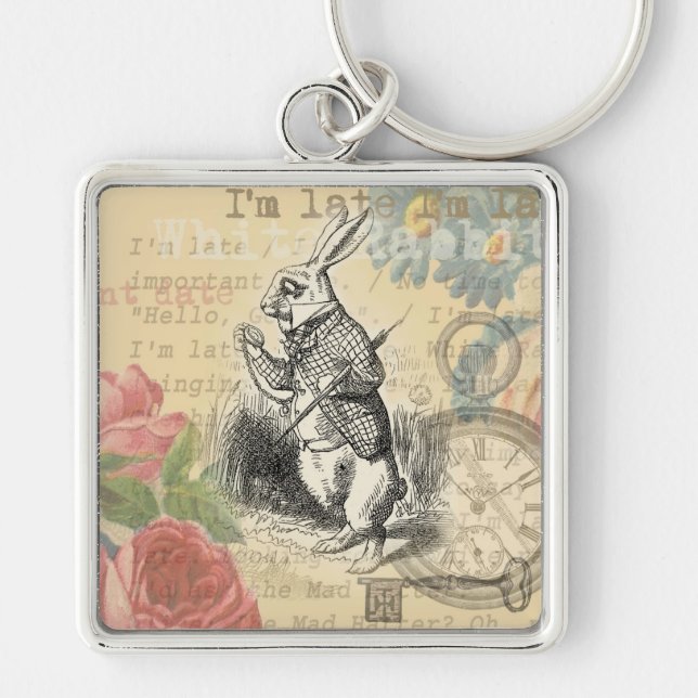 White Rabbit Alice in Wonderland Art Keychain (Front)