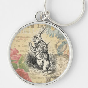 White Rabbit Alice in Wonderland Art Keychain