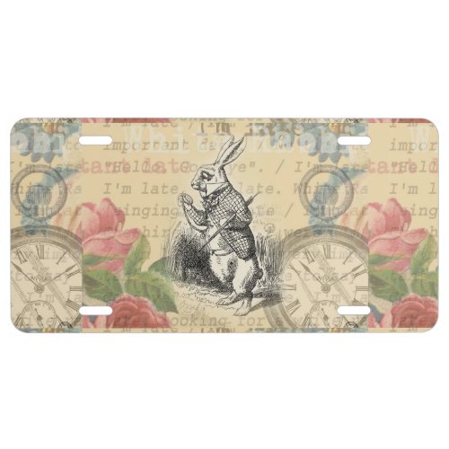 White Rabbit Alice in Wonderland Art License Plate