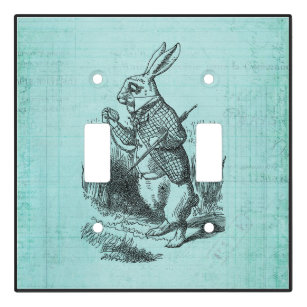 White Rabbit Alice in Wonderland Art Light Switch Cover