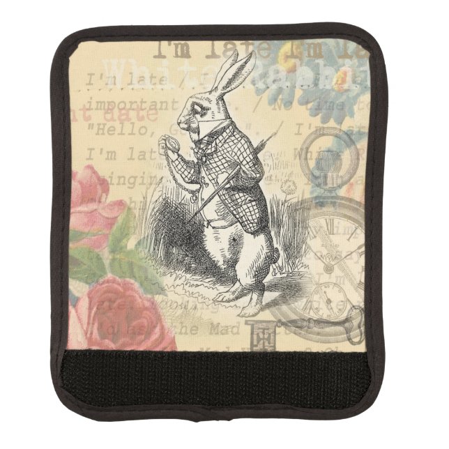 White Rabbit Alice in Wonderland Art Luggage Handle Wrap (Front)